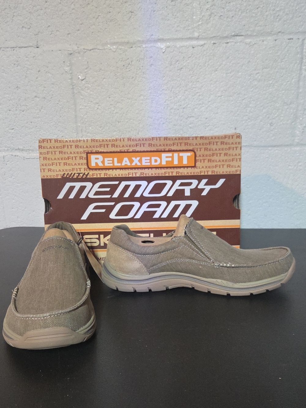 Skechers Relaxed Fit Slip-On Loafers in Taupe